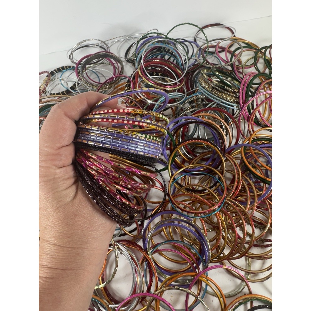 500pc Indian Bollywood Bangle Bracelet Lot Rhinestone Small 2.25-2.625" - Picture 9 of 15